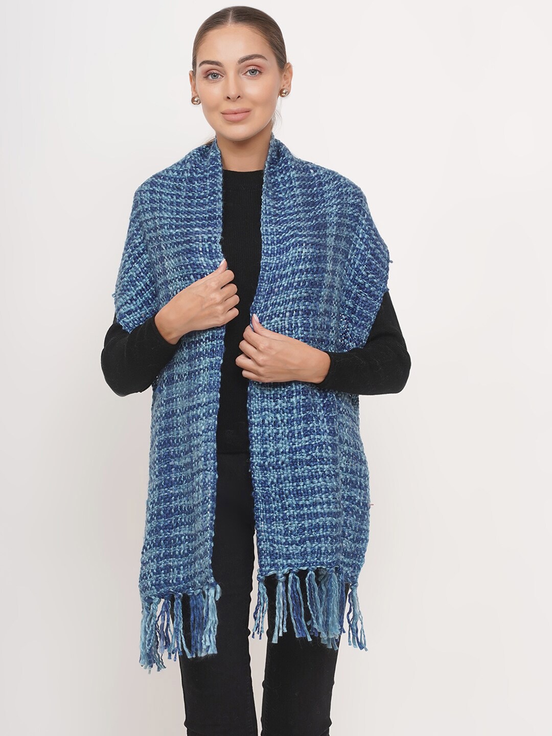 

FABNEST Women Blue Self Design Scarf