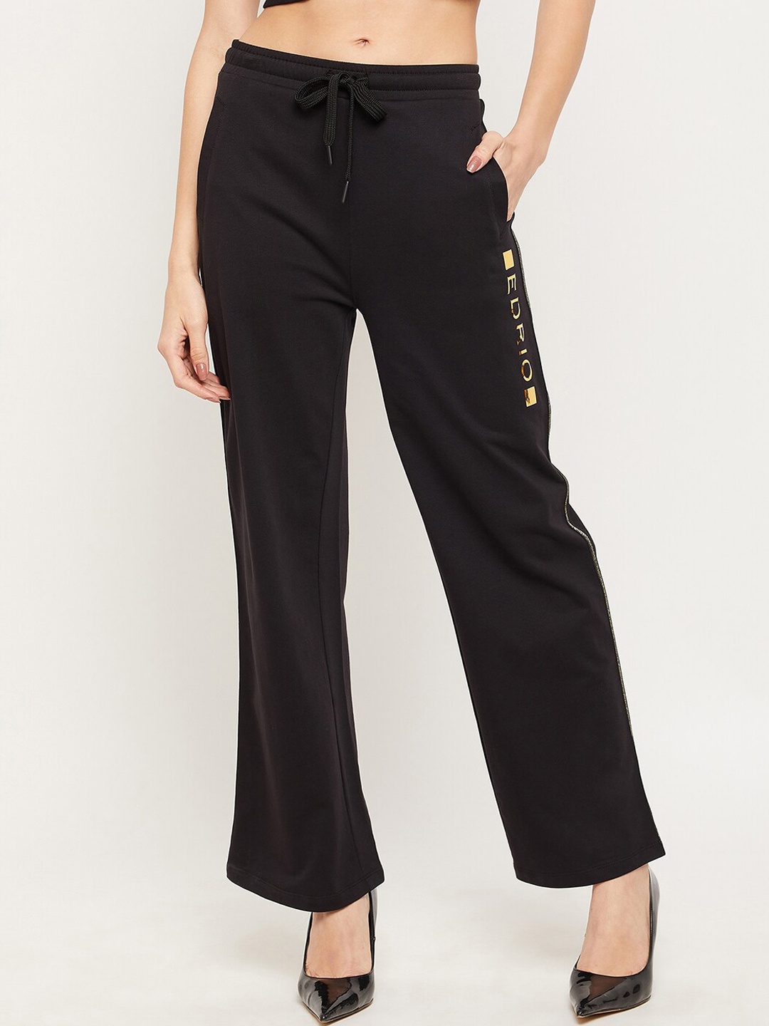 

EDRIO Women Black Track Pants