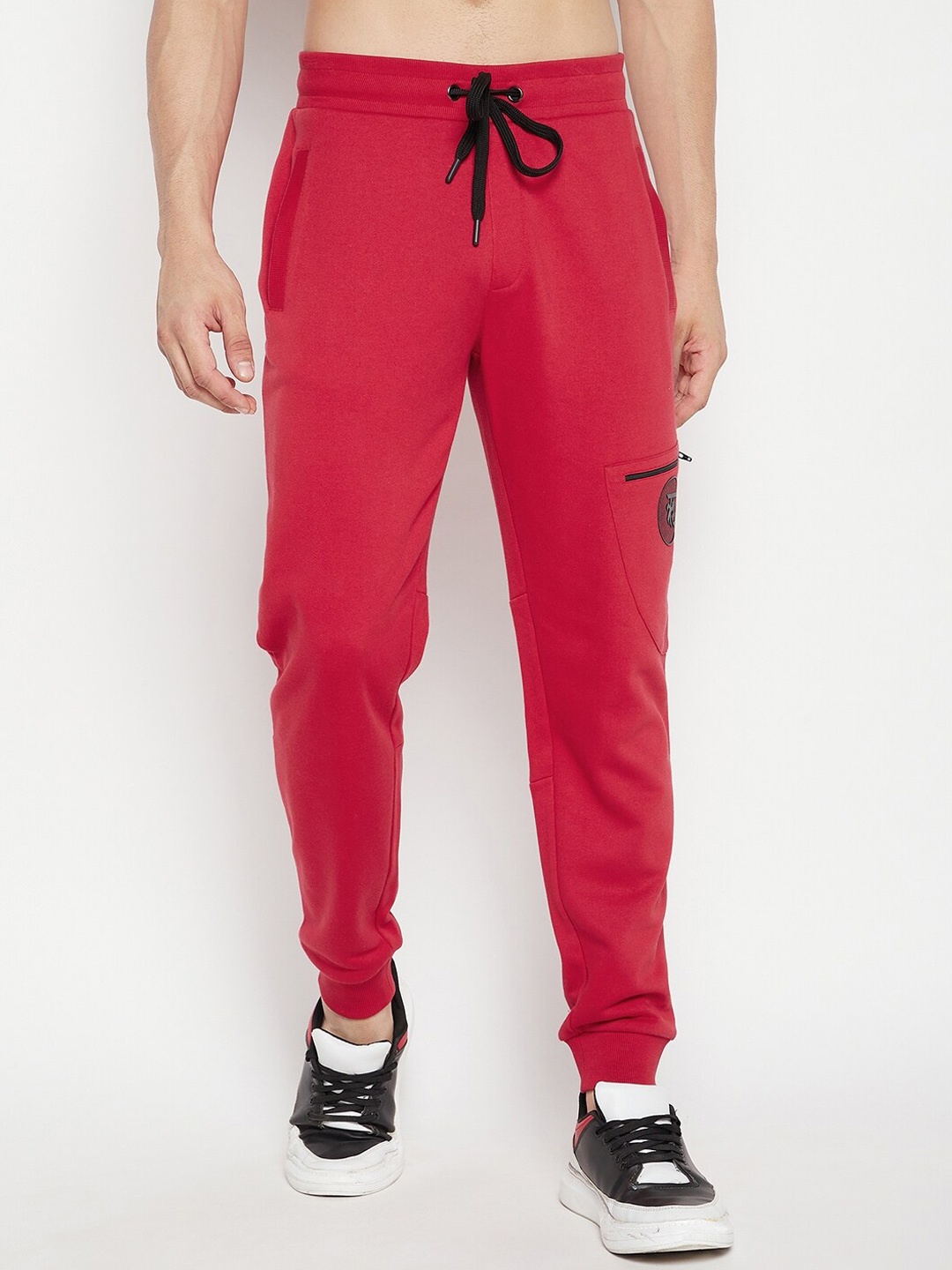 

EDRIO Men Red Solid Cotton Joggers