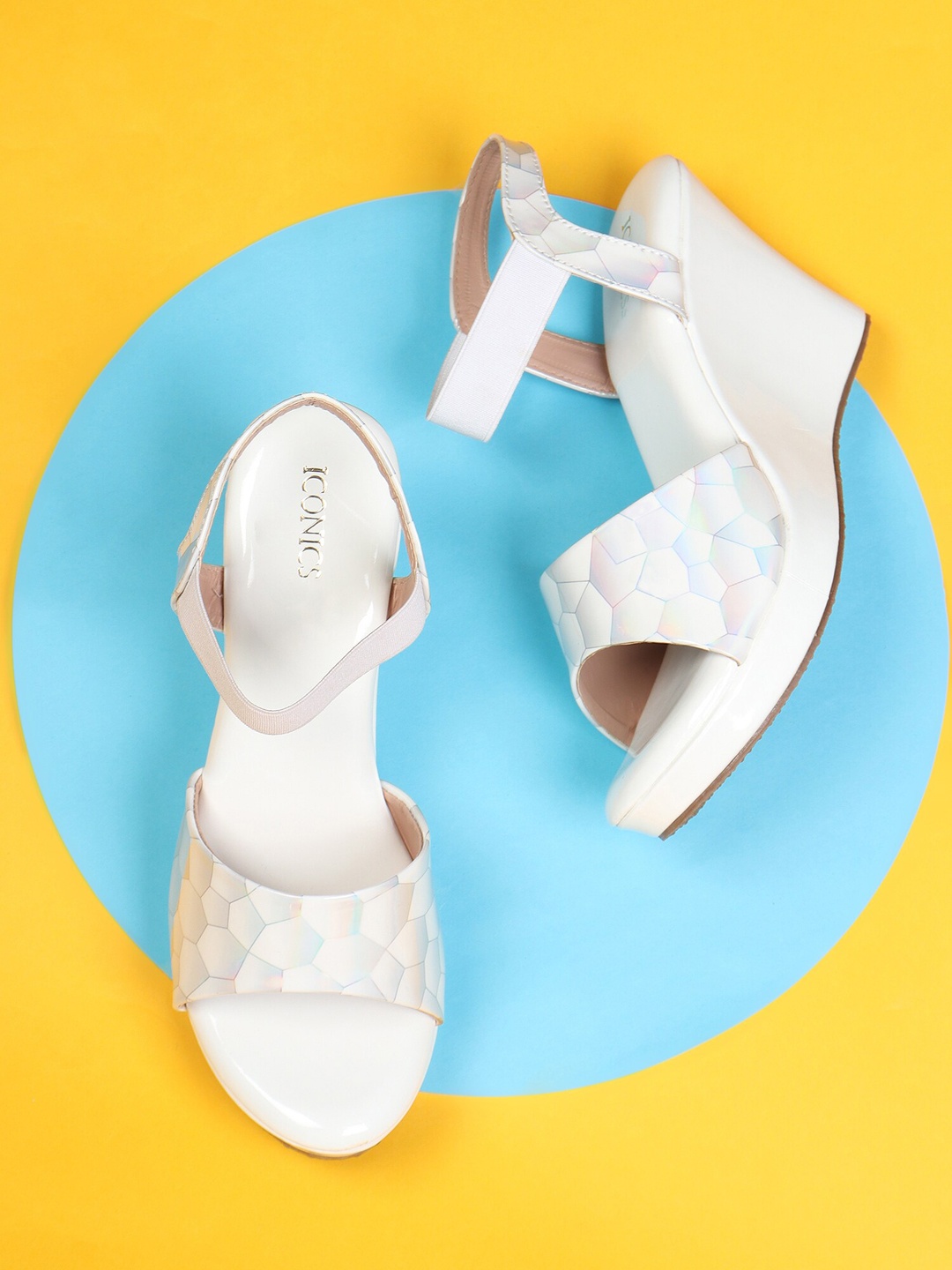 

ICONICS White Printed Wedge Heels