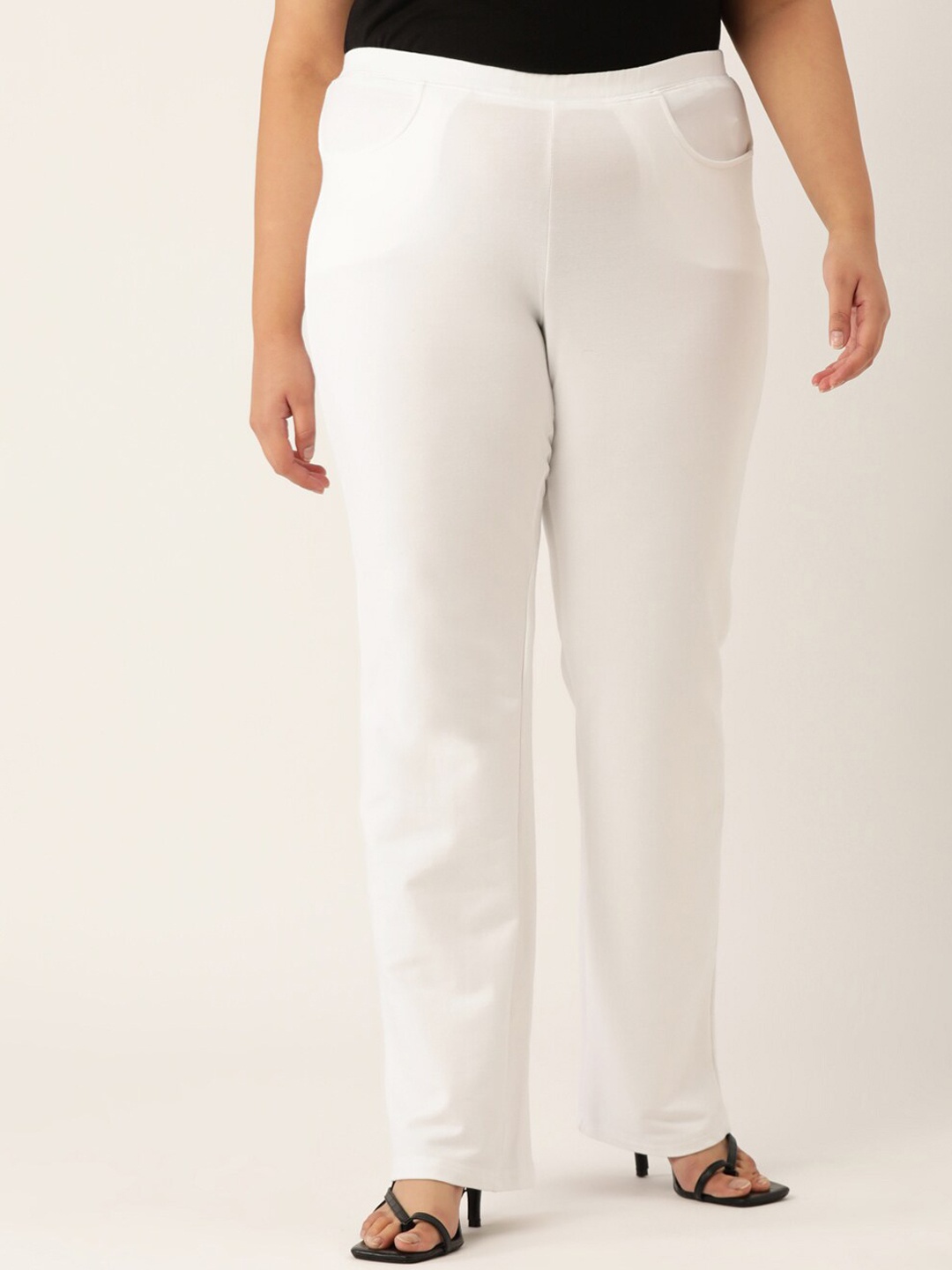 

theRebelinme Women White Smart Straight Fit High-Rise Trousers