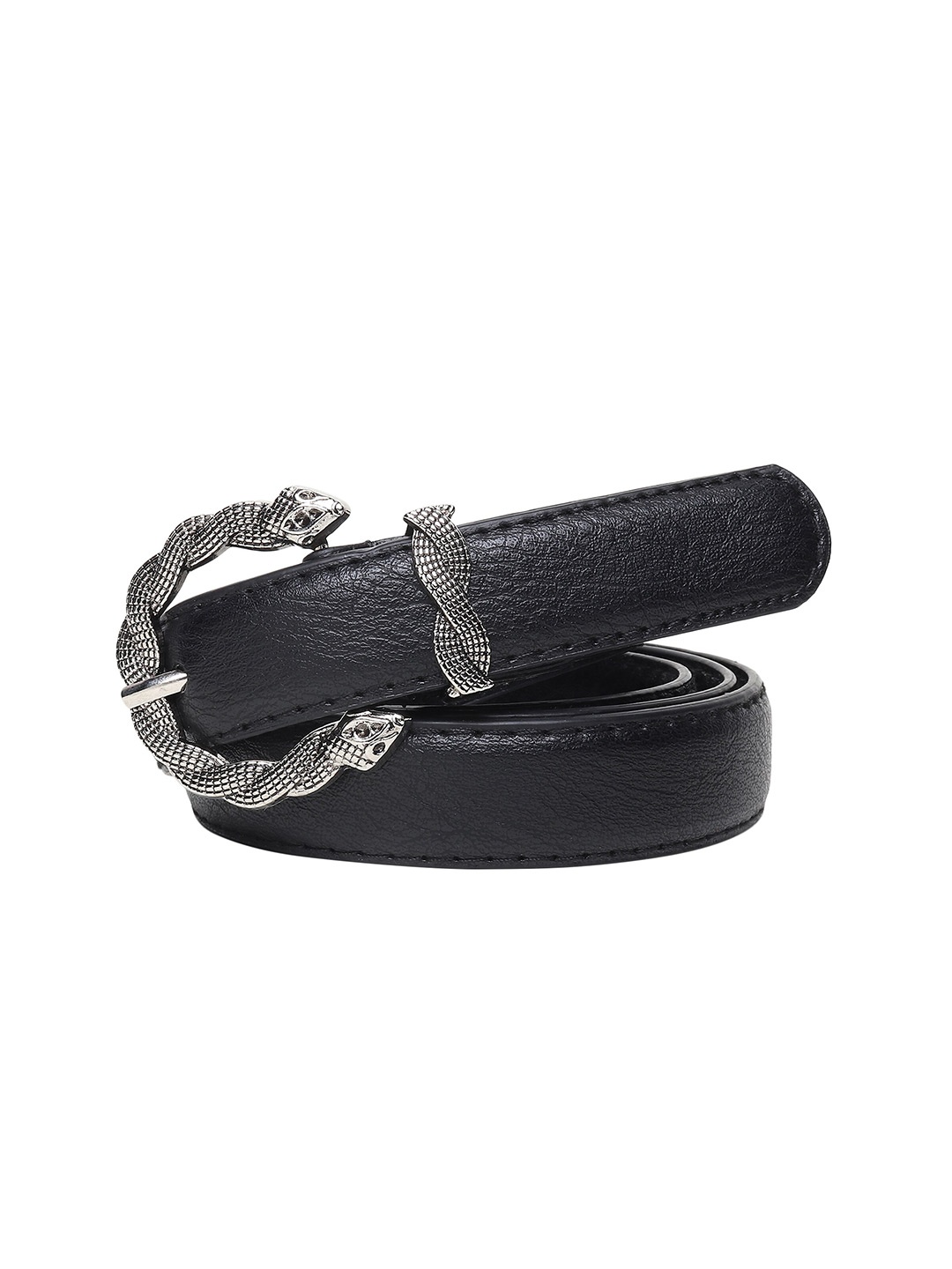 

Swiss Design Women Black Textured PU Belt