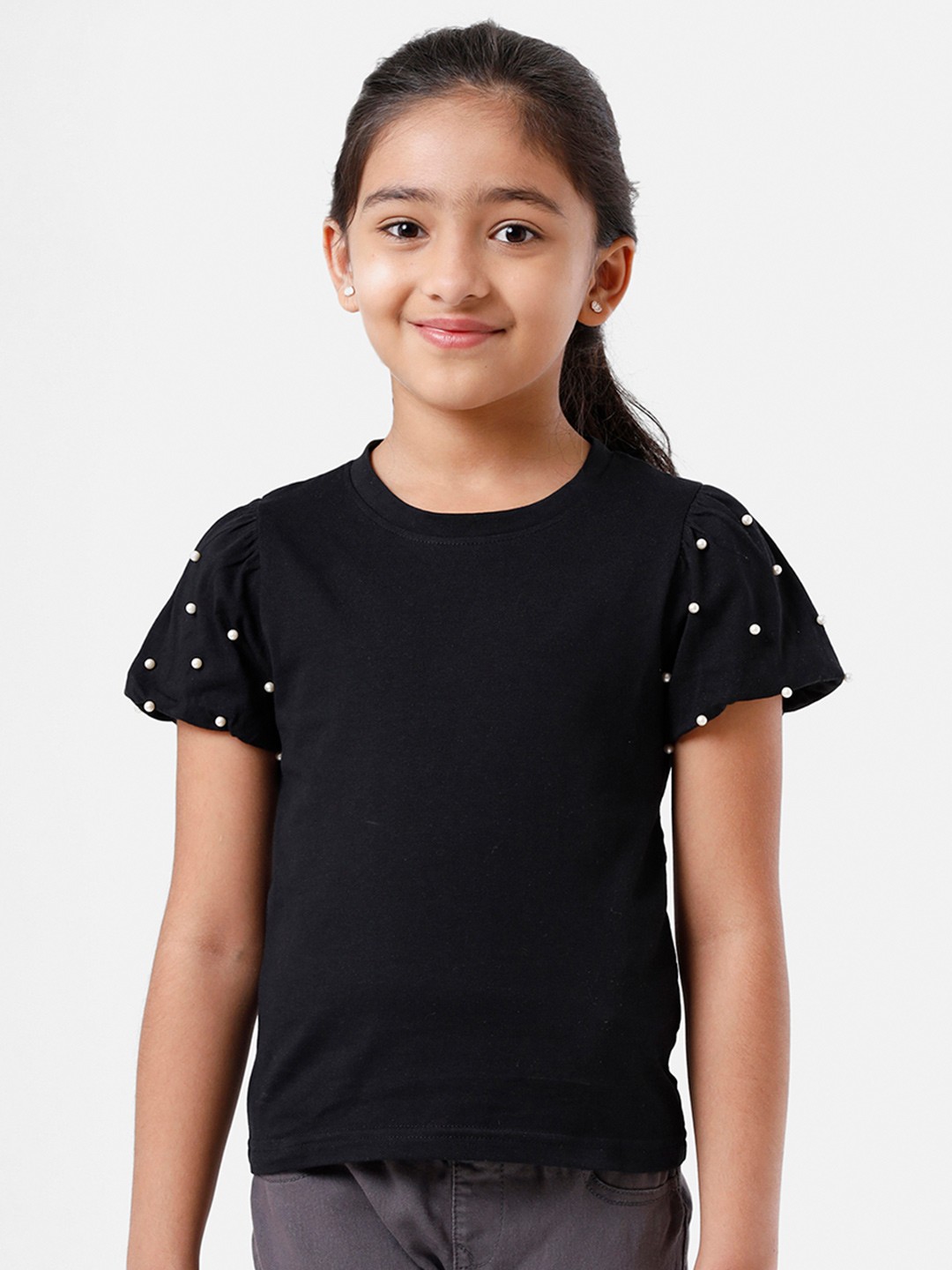 

De Moza Girls Black Solid Top
