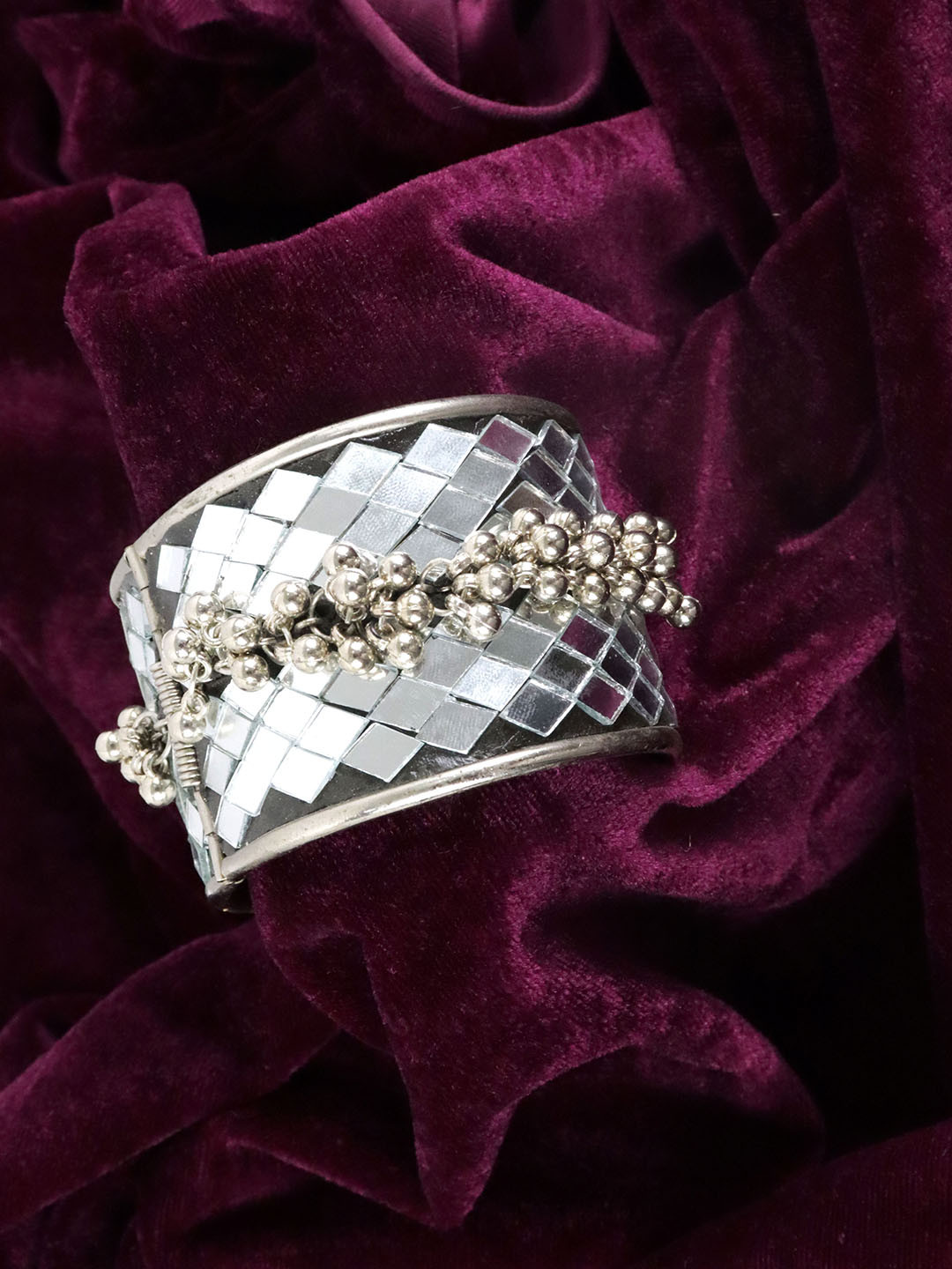 

Krelin Women Silver-Toned Mirror Cuff Bracelet