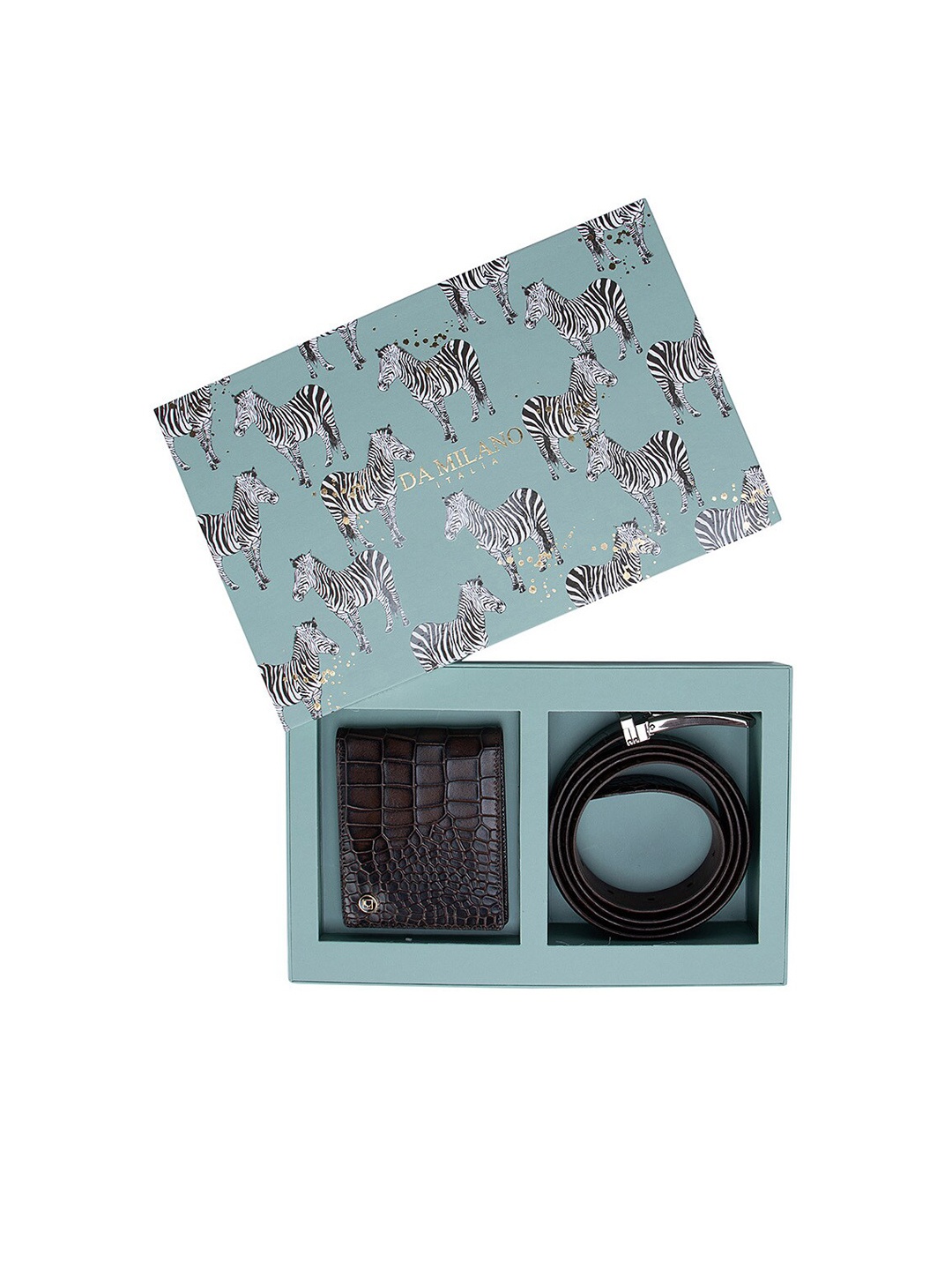 

Da Milano Men Brown Textured Wallet & Belt Accessory Gift Set