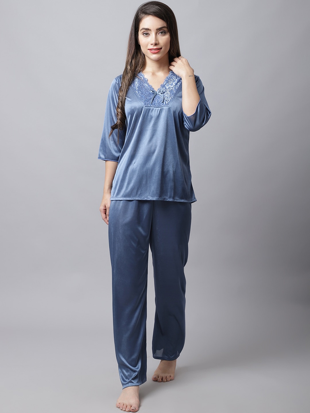 

Boston Club Women Blue Solid Night Suit