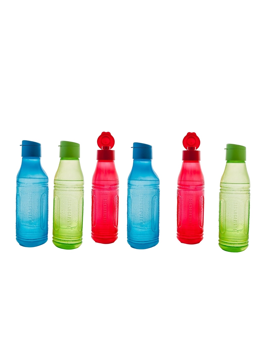 

SignoraWare Set Of 6 Plastic Water Bottle 500 ml Each, Green
