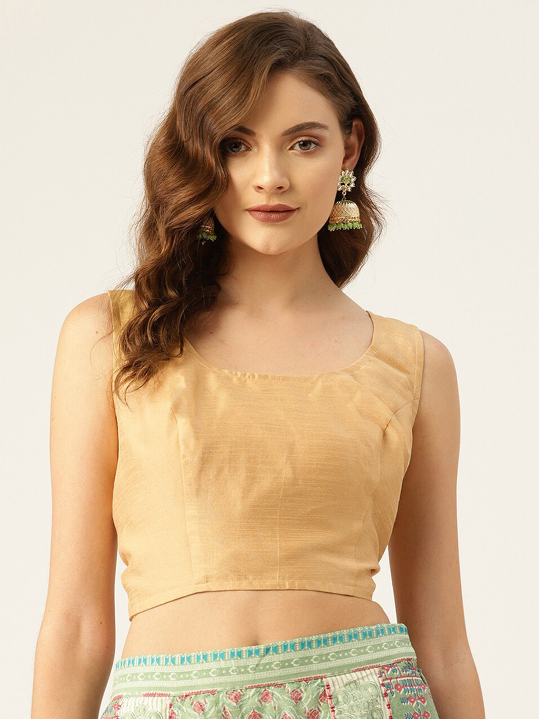 

Studio Shringaar Golden Solid Saree Blouse, Gold