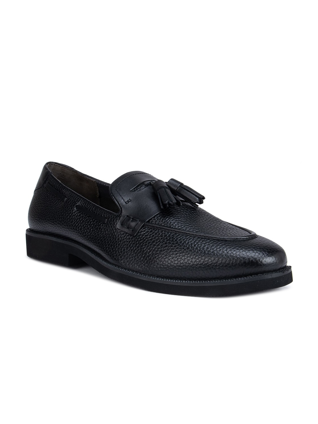 

ROSSO BRUNELLO Men Black Textured Formal Loafers