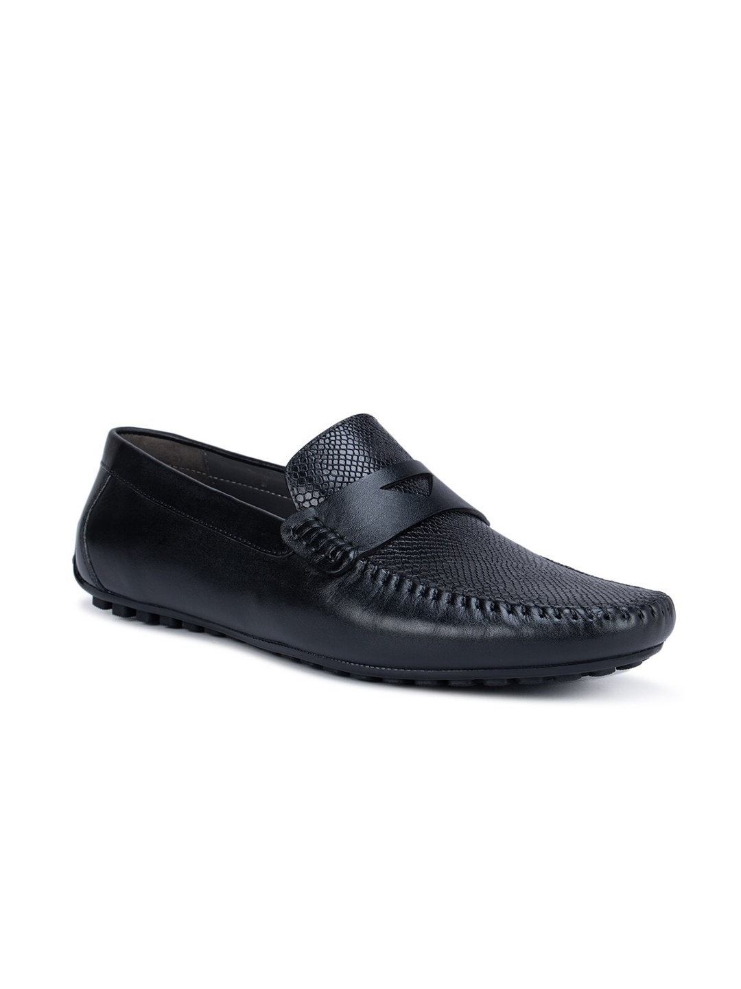 

ROSSO BRUNELLO Men Black Textured Formal Loafers