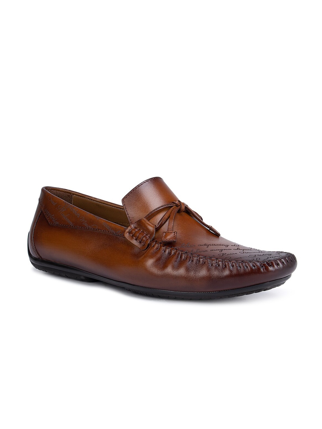 

ROSSO BRUNELLO Men Tan Printed Leather Formal Loafers