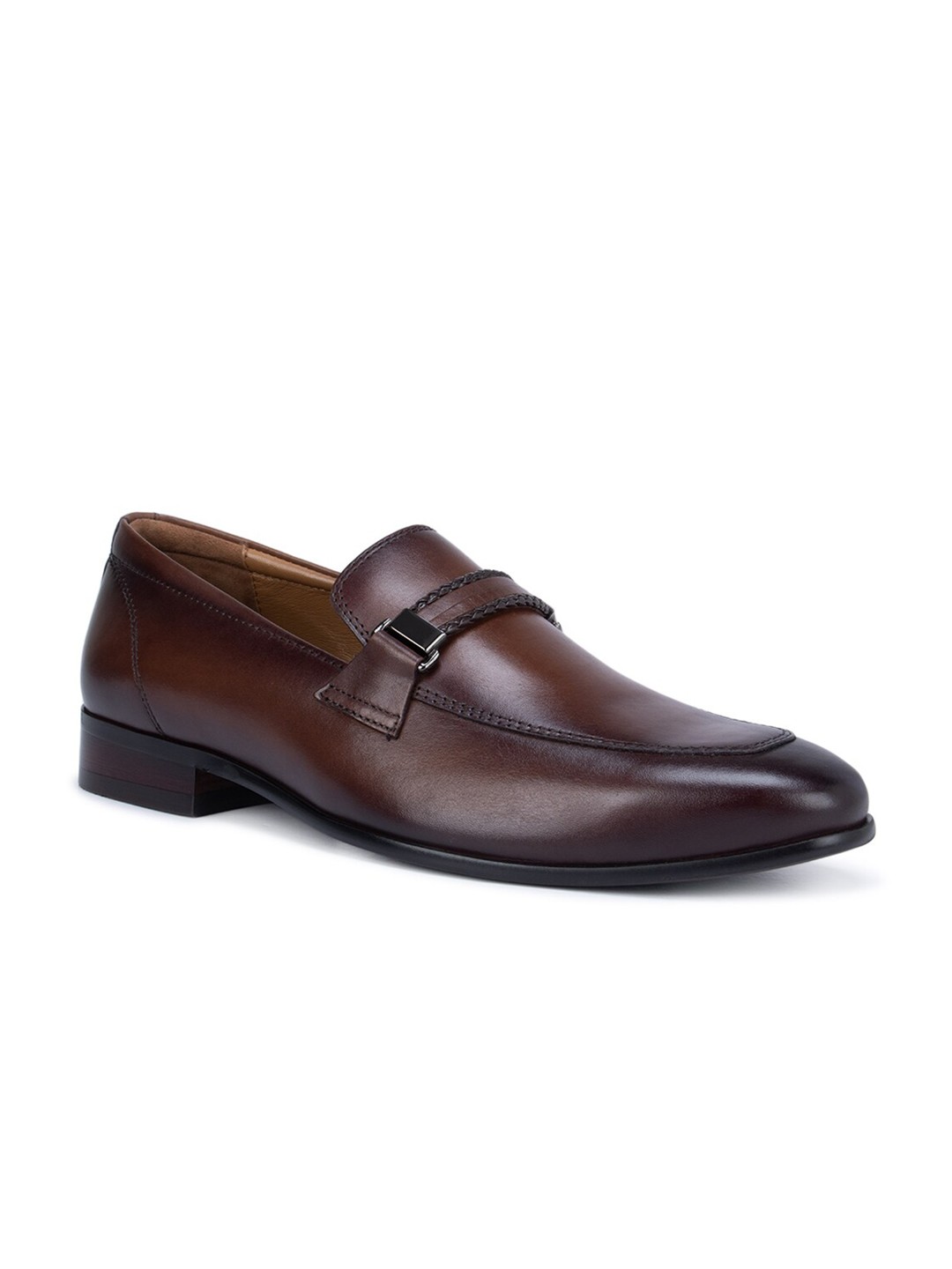

ROSSO BRUNELLO Men Coffee Brown Solid Leather Formal Loafers