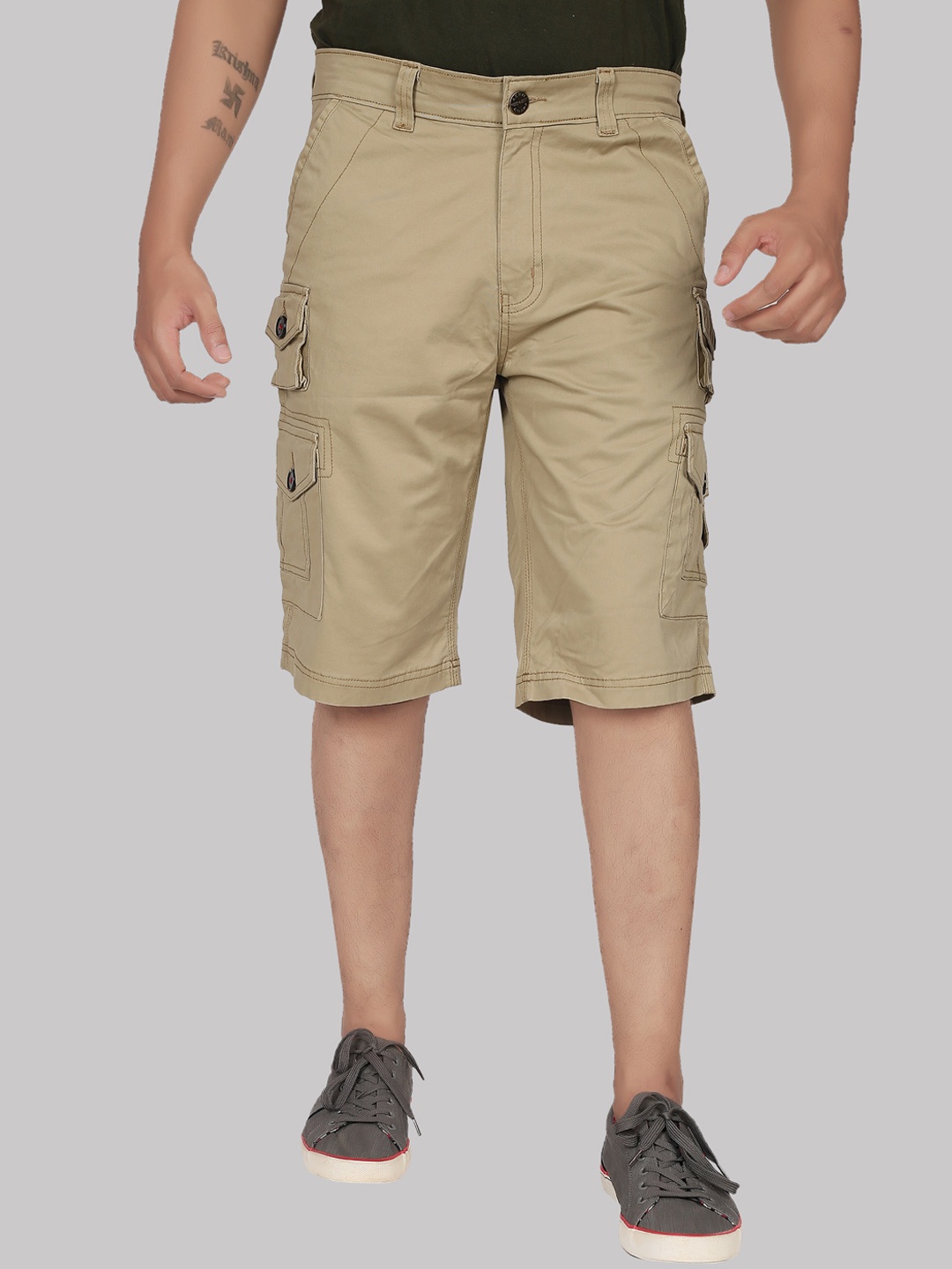 

AEROCRAFT Men Khaki Cotton Cargo Shorts