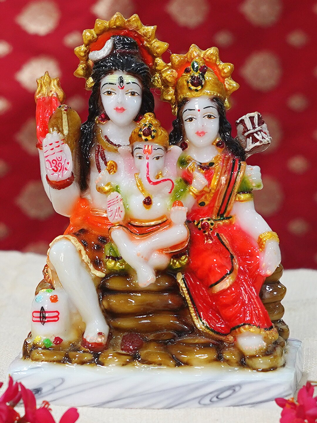 

Gallery99 White & Red Handpainted Shiv Parivar Showpiece
