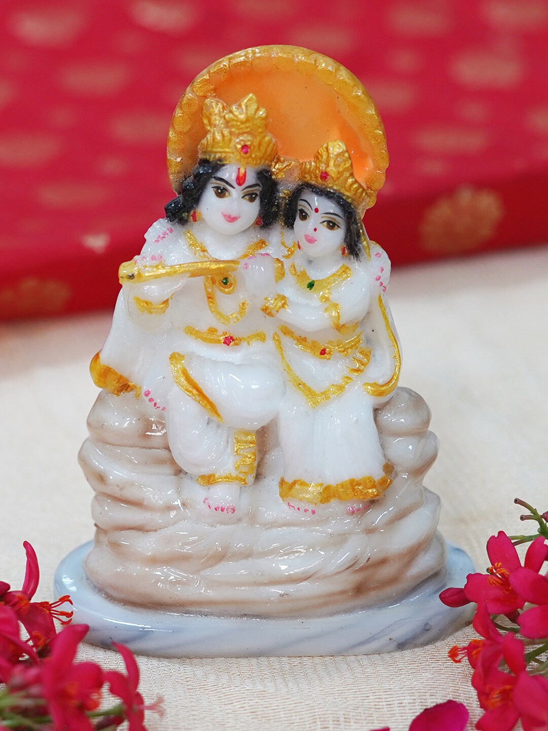 

Gallery99 White & Yellow Radha Krishna Marble Showpiece