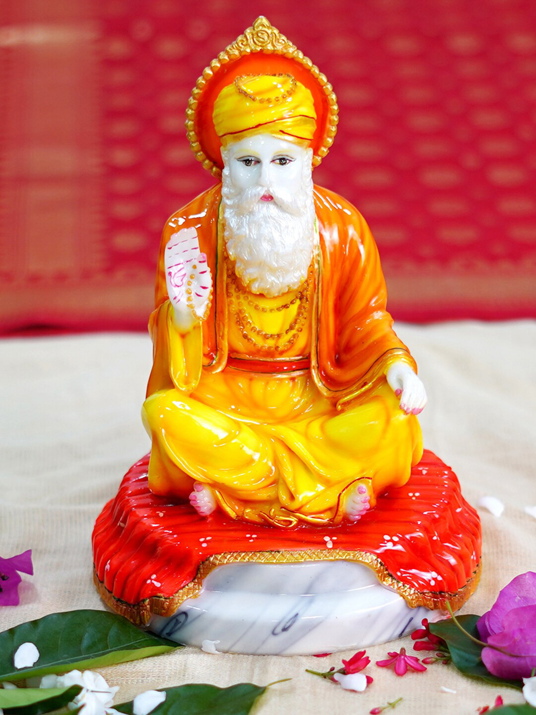 

Gallery99 Yellow & Red Guru Nanak Handpainted Idol Showpiece
