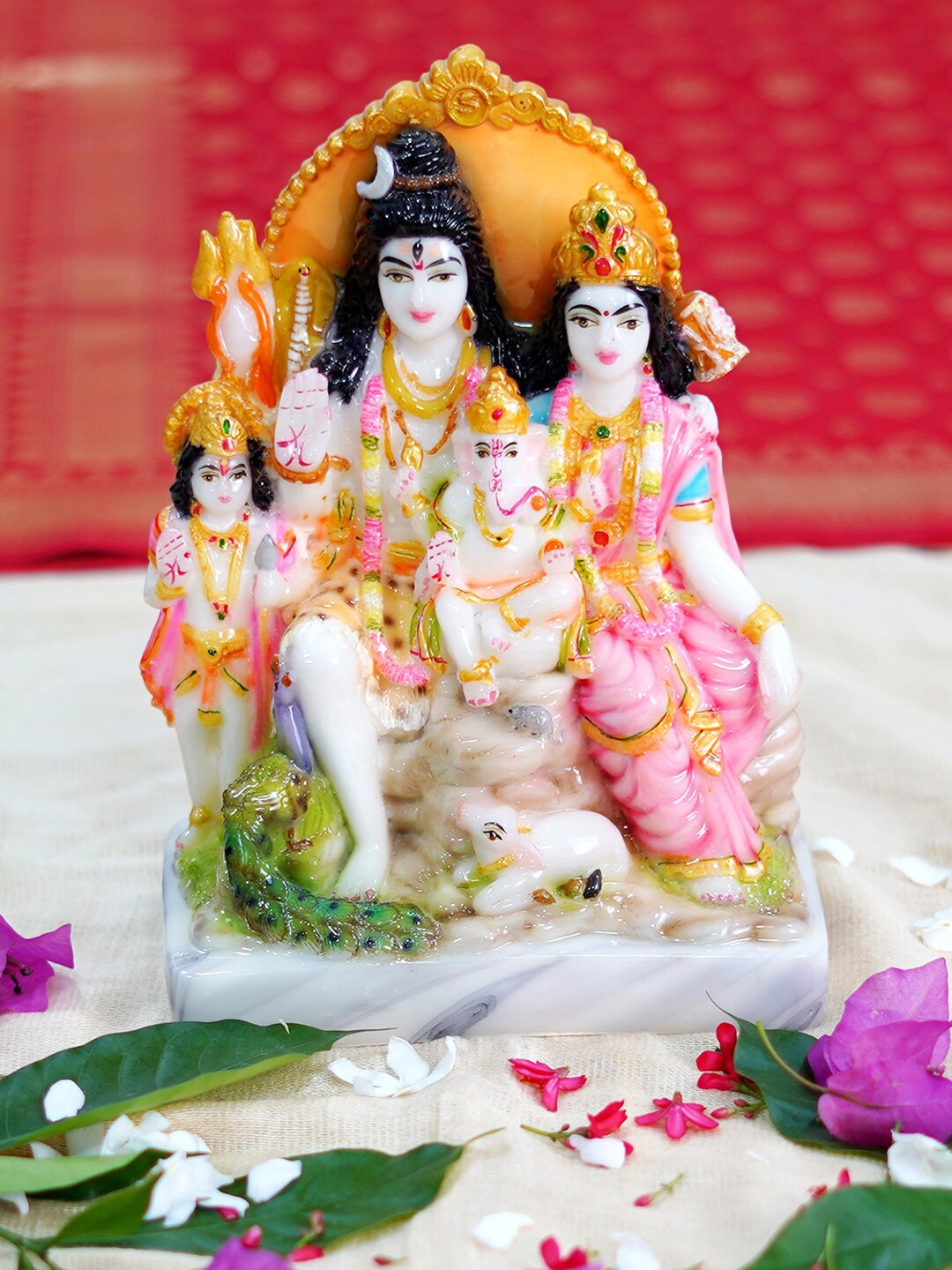 

Gallery99 White & Pink Shiv Parivar Showpieces