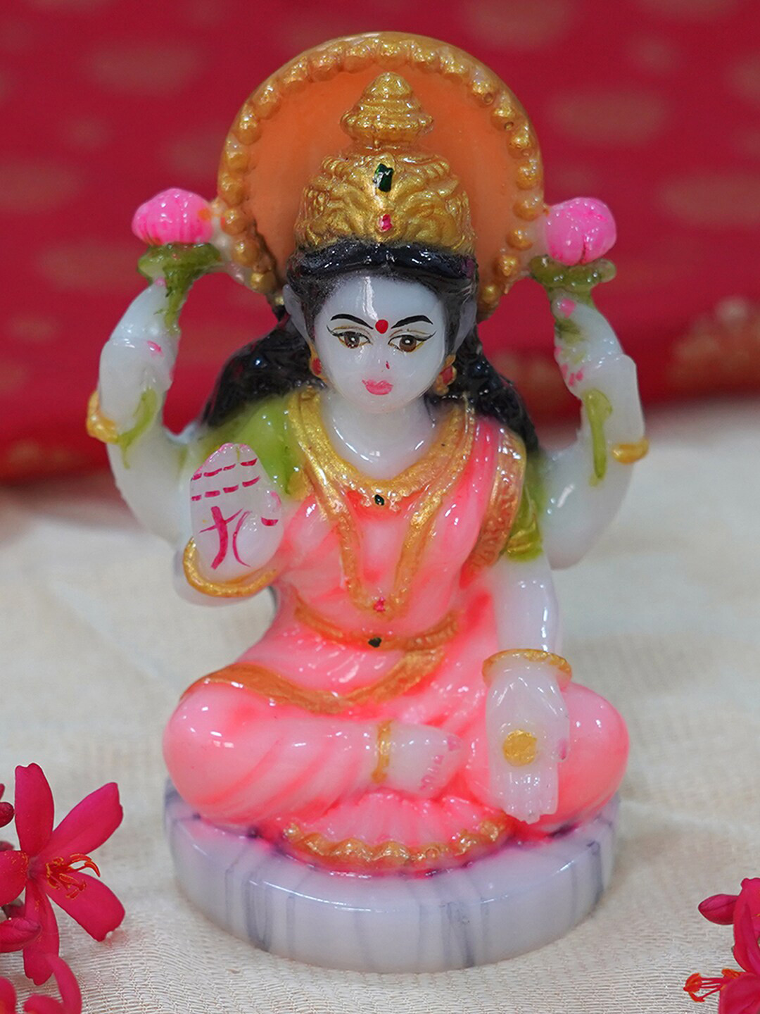 

Gallery99 Pink Handpainted Lord Laxmi Idol Showpiece