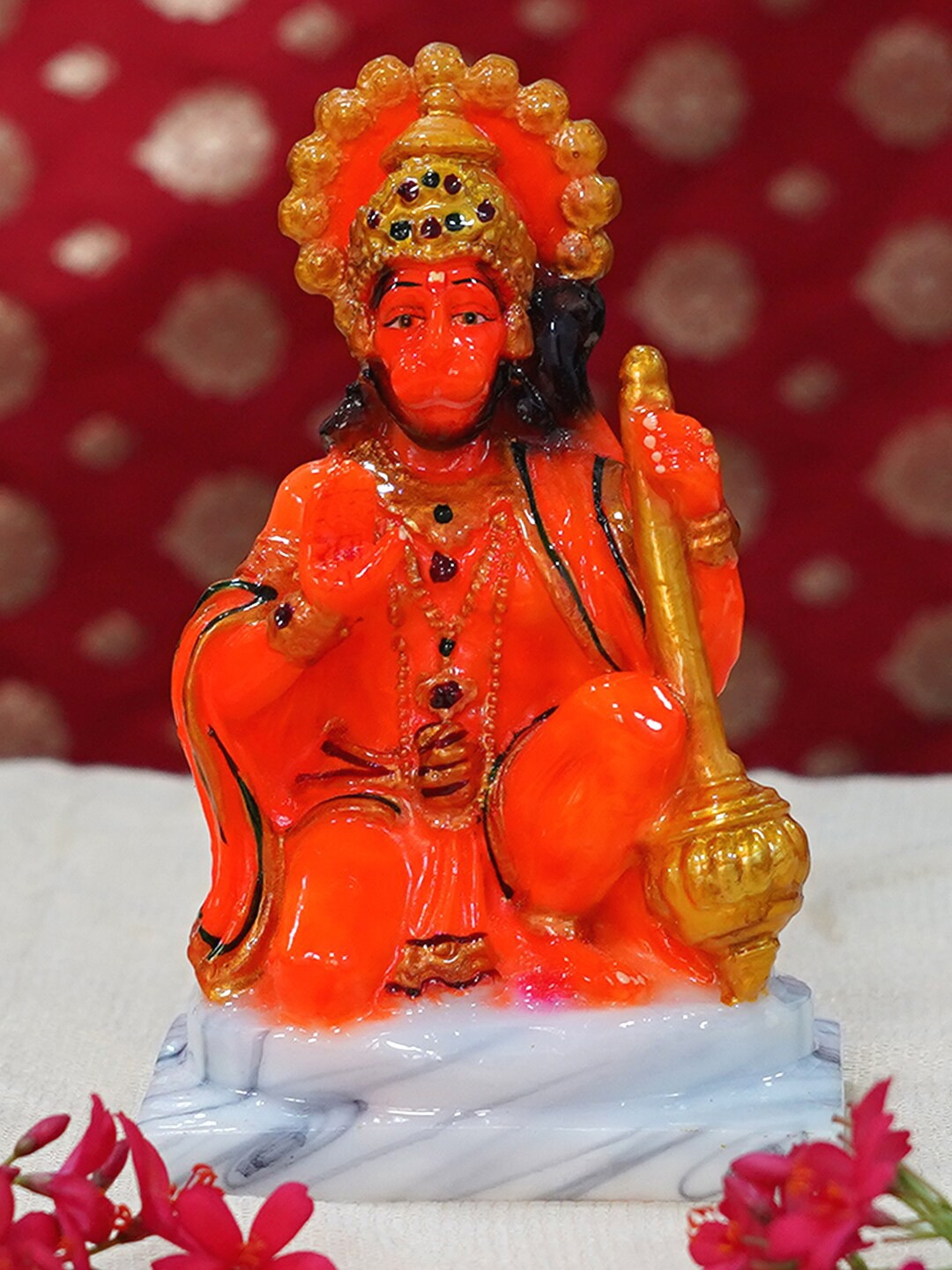 

Gallery99 Orange & White Hanuman Idol Showpiece