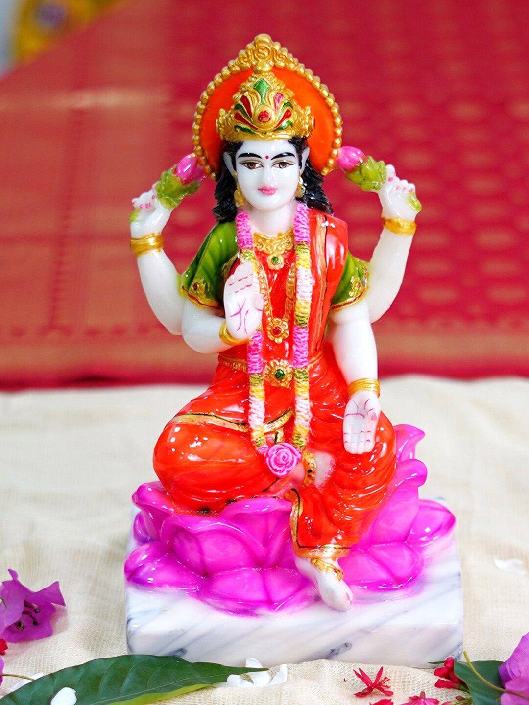 

Gallery99 Red Laxmi Idol Marble Showpiece
