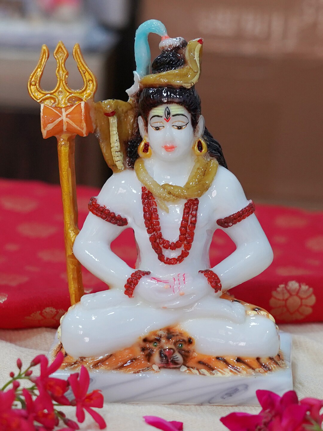 

Gallery99 White & Red Shiv Ji Religious Idol Showpiece