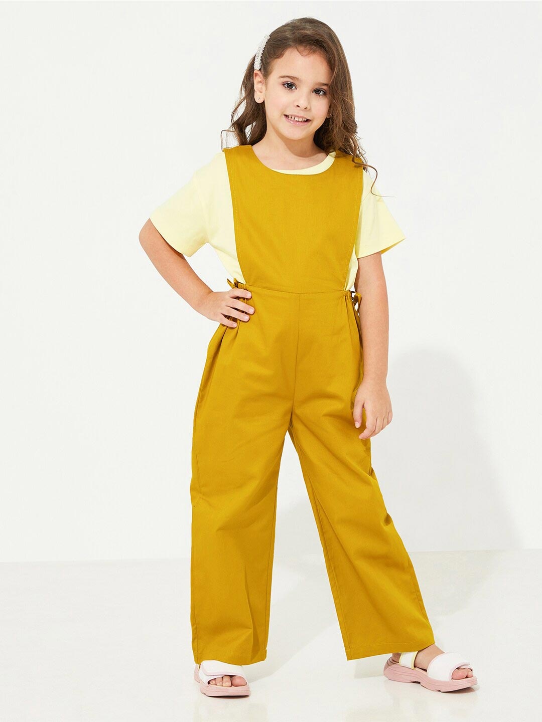 

Cherry Crumble Girls Mustard Yellow Basic Jumpsuit
