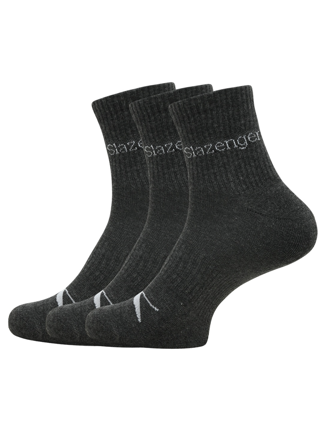

Slazenger Men Pack Of 3 Grey Solid Above Ankle Length Cotton Socks