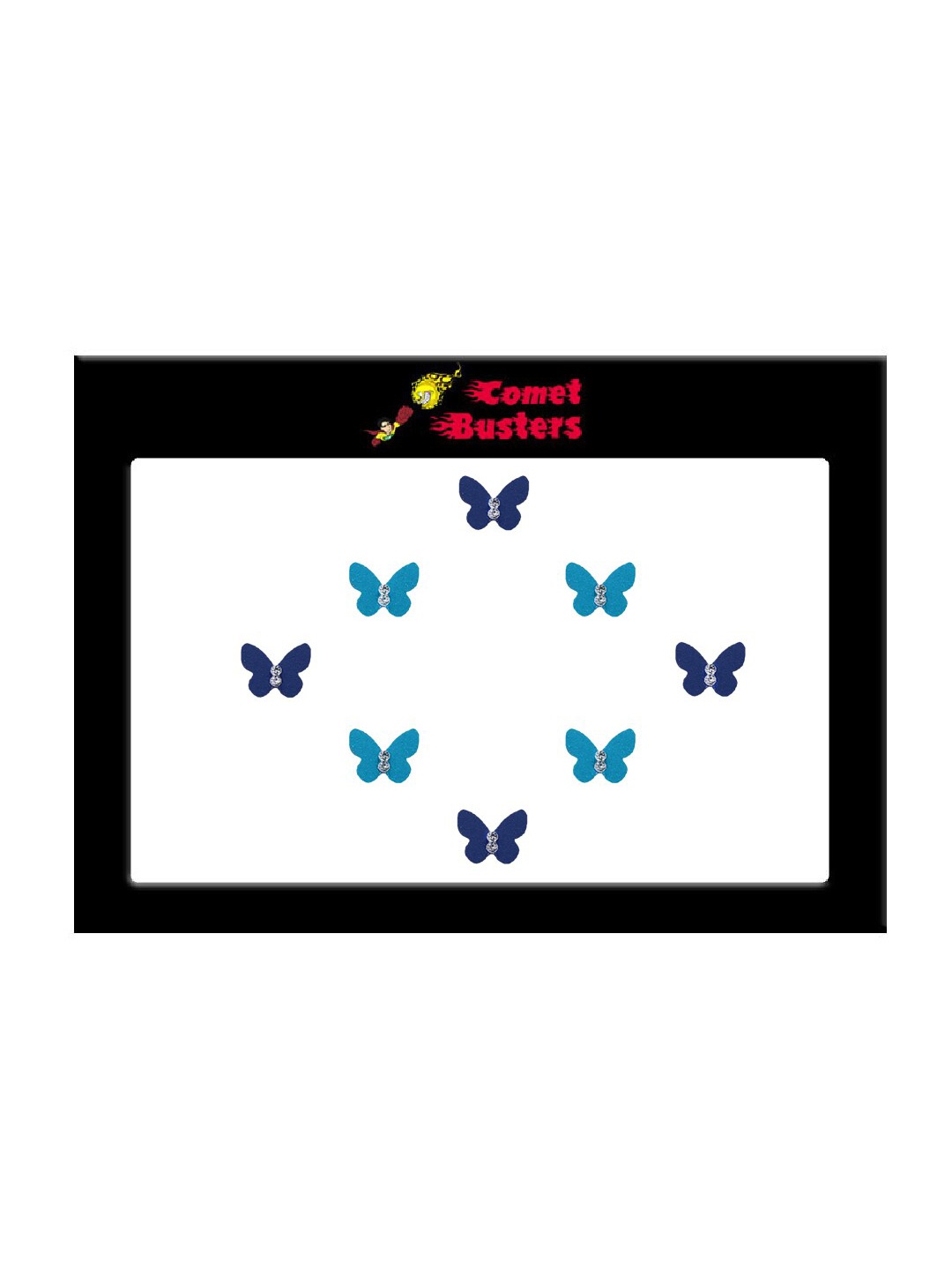

Comet Busters 8 Pcs Embellished Reusable Designer Butterfly-Shaped Bindis - Blue