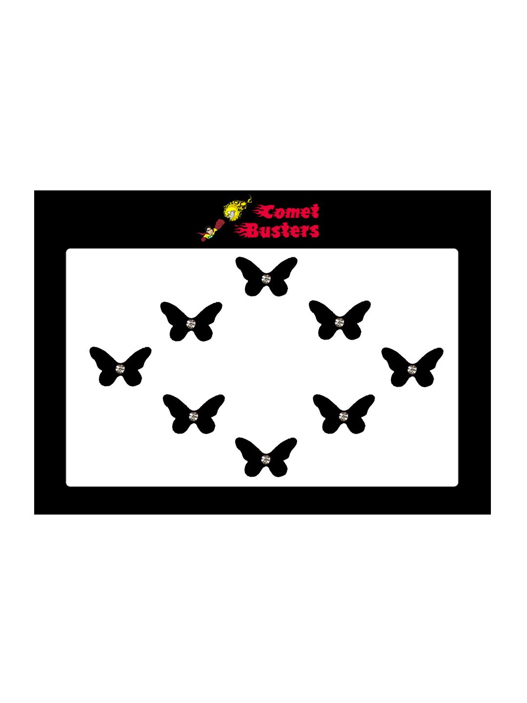 

Comet Busters 8 Pcs Embellished Reusable Designer Butterfly-Shaped Bindis - Black
