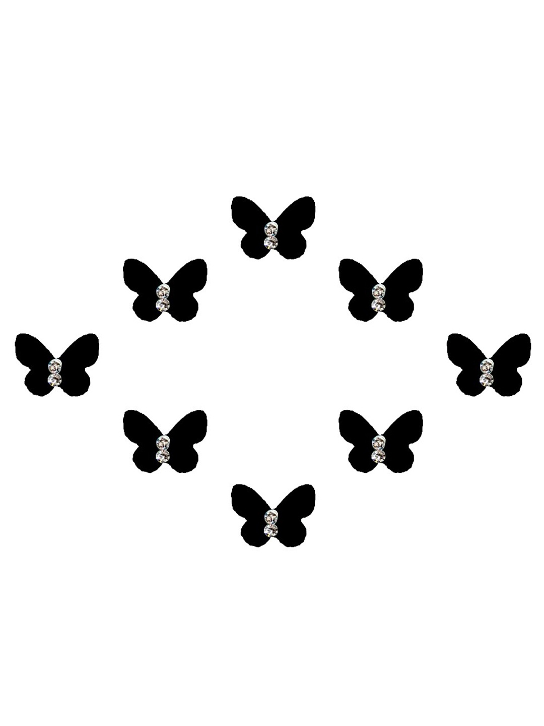 

Comet Busters 8 Pcs Embellished Reusable Designer Butterfly-Shaped Bindis - Black