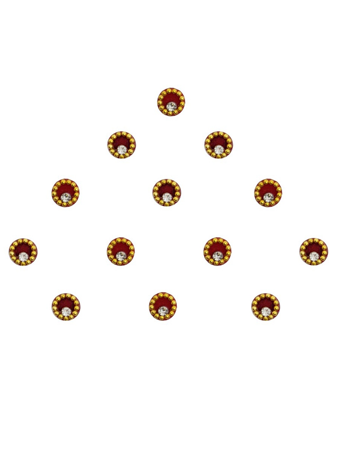 

Comet Busters 13 Pcs Embellished Reusable Designer Round Bindis - Maroon