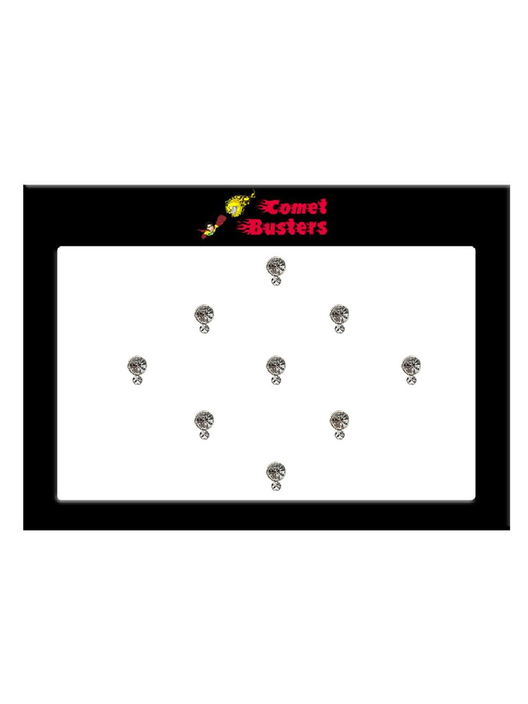 

Comet Busters 9 Pcs Embellished Reusable Designer Bindis - Silver-Toned