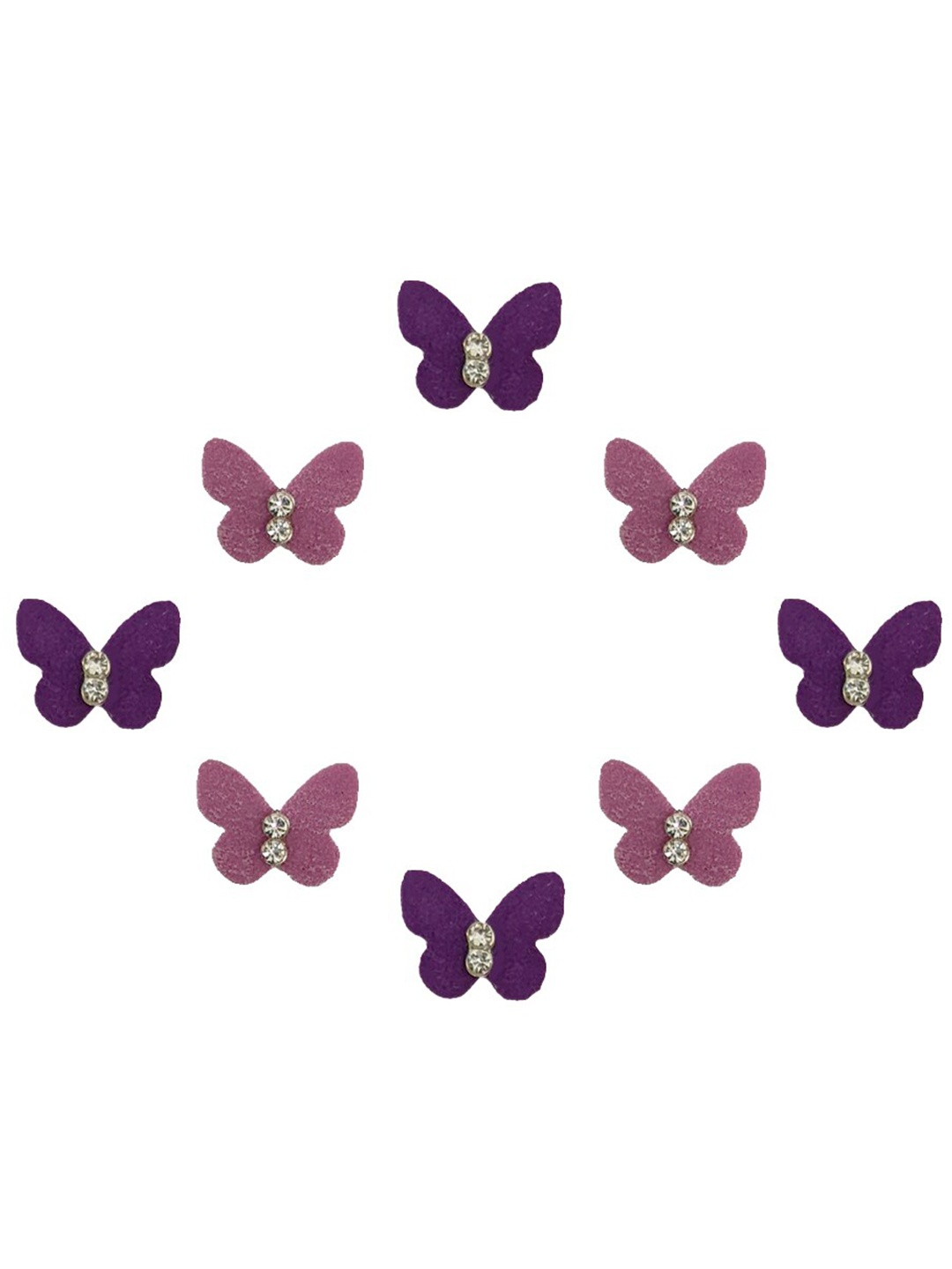 

Comet Busters 8 Pcs Embellished Reusable Designer Butterfly-Shaped Bindis - Pink & Purple