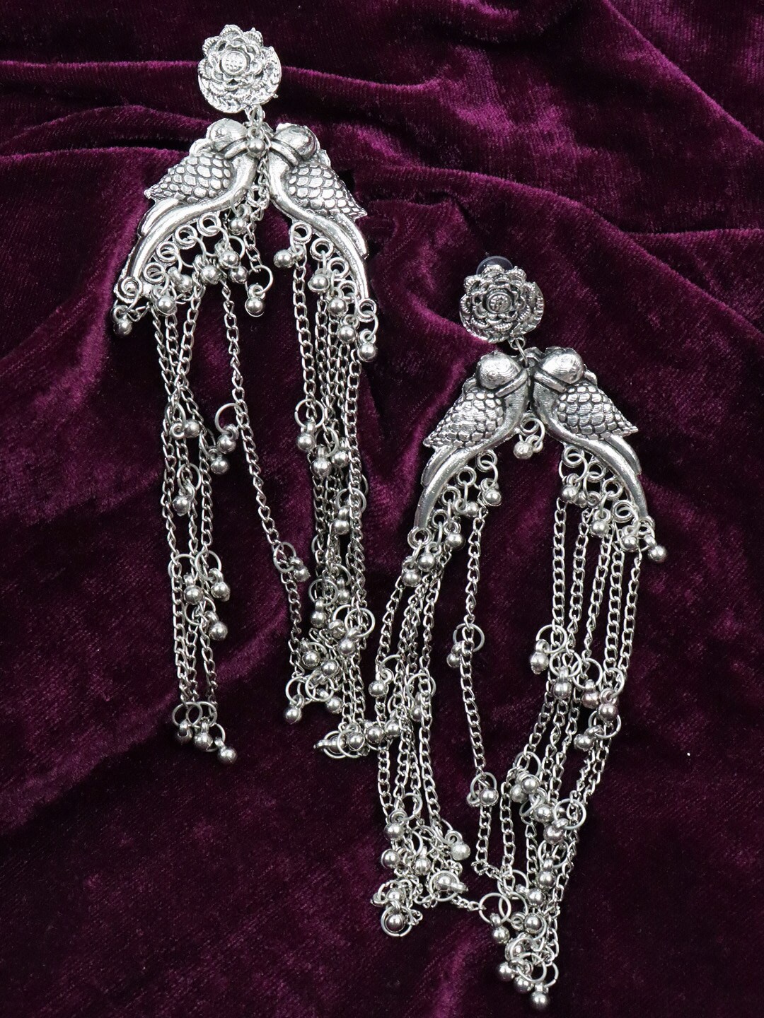

Krelin Women Brass Plated Teardrop Shaped Drop Earrings, Silver
