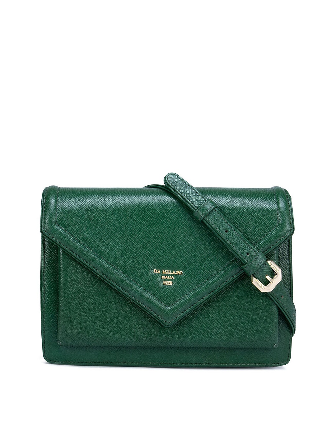 

Da Milano Women Green Textured Leather Sling Bag