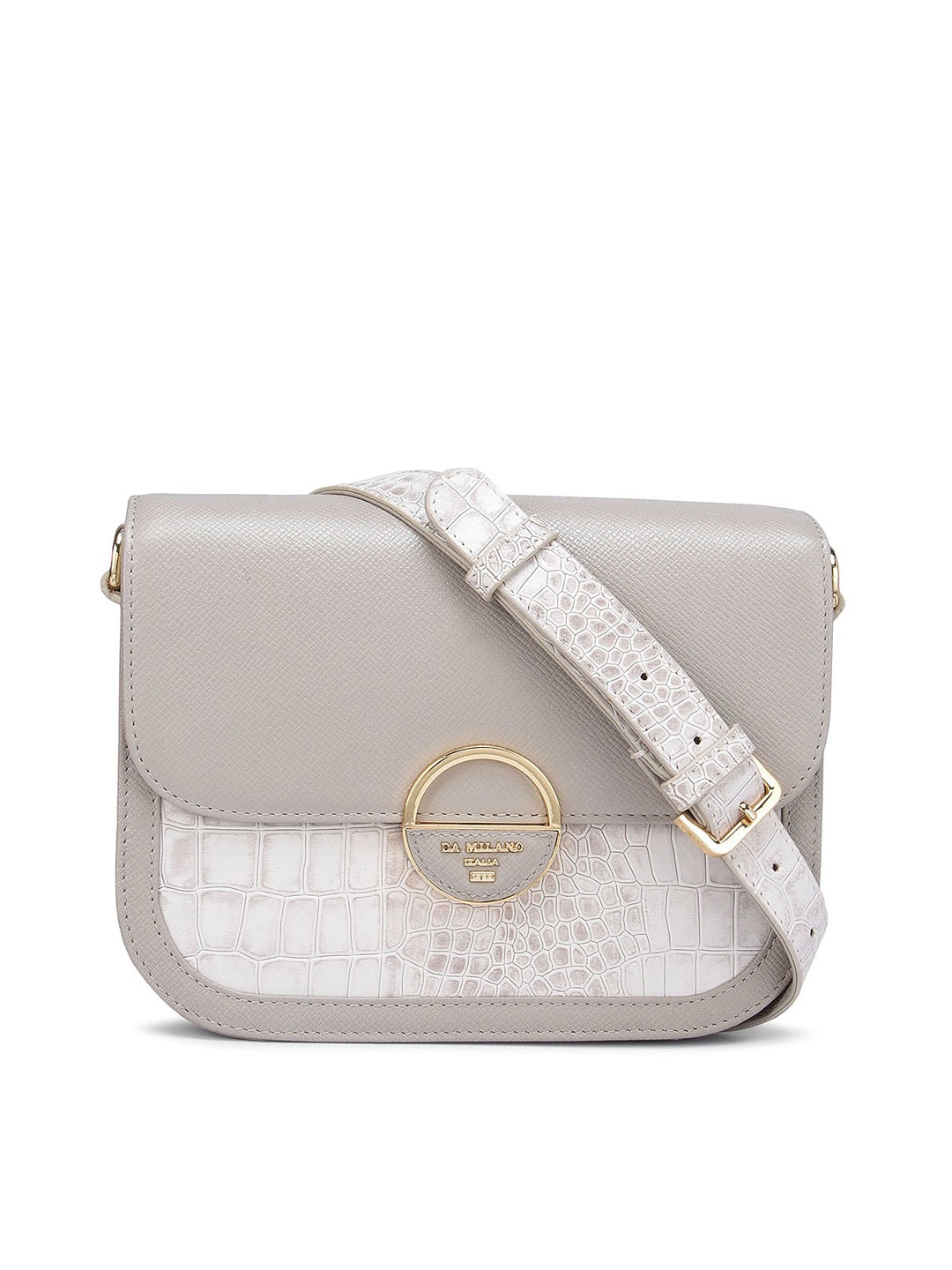 

Da Milano Women Beige Textured Leather Structured Sling Bag