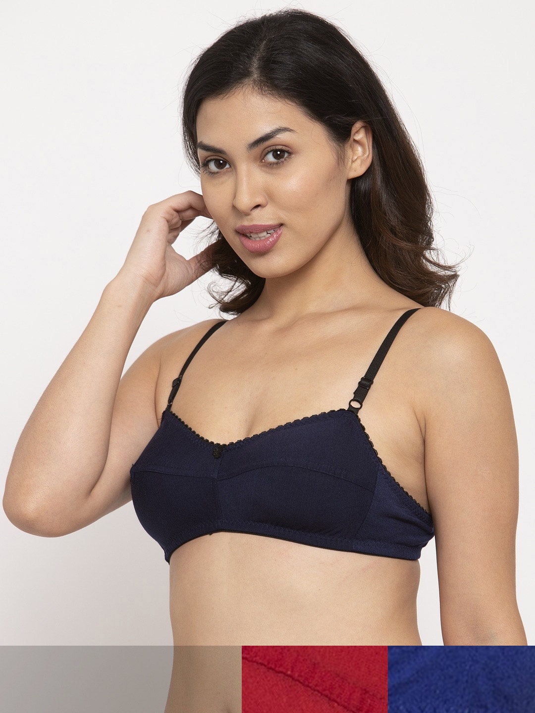 

Innocence Women Blue & Maroon Cotton Cut And Sew Bra