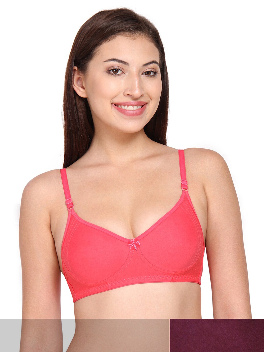 

Innocence Pack Of 2 Burgundy & Coral Non Padded Bra