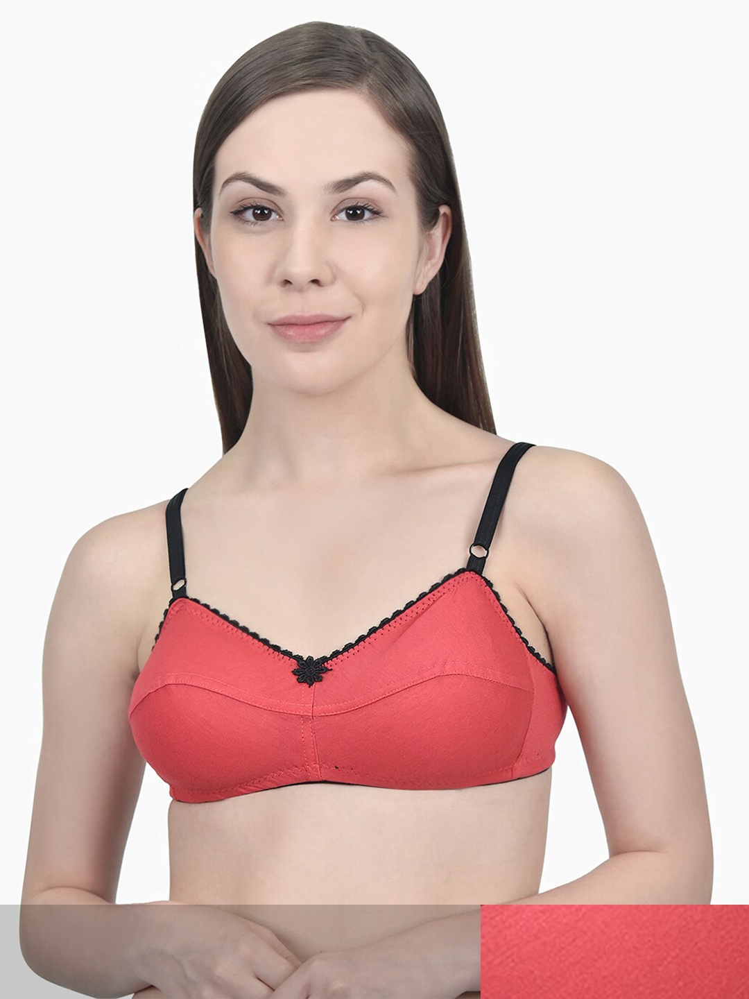 

Innocence Women Pack of 2 Coral & Black Non-Padded Non-Wired Bra