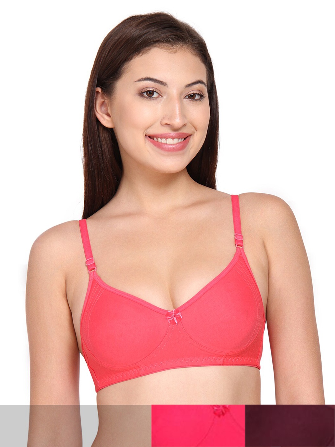

Innocence Pack of 3 Non Padded & Non-Wired Bra, Coral