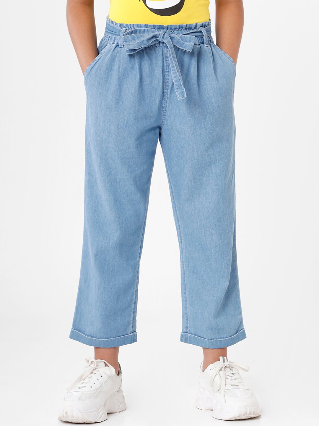 

De Moza Girls Blue Solid Cotton Trouser