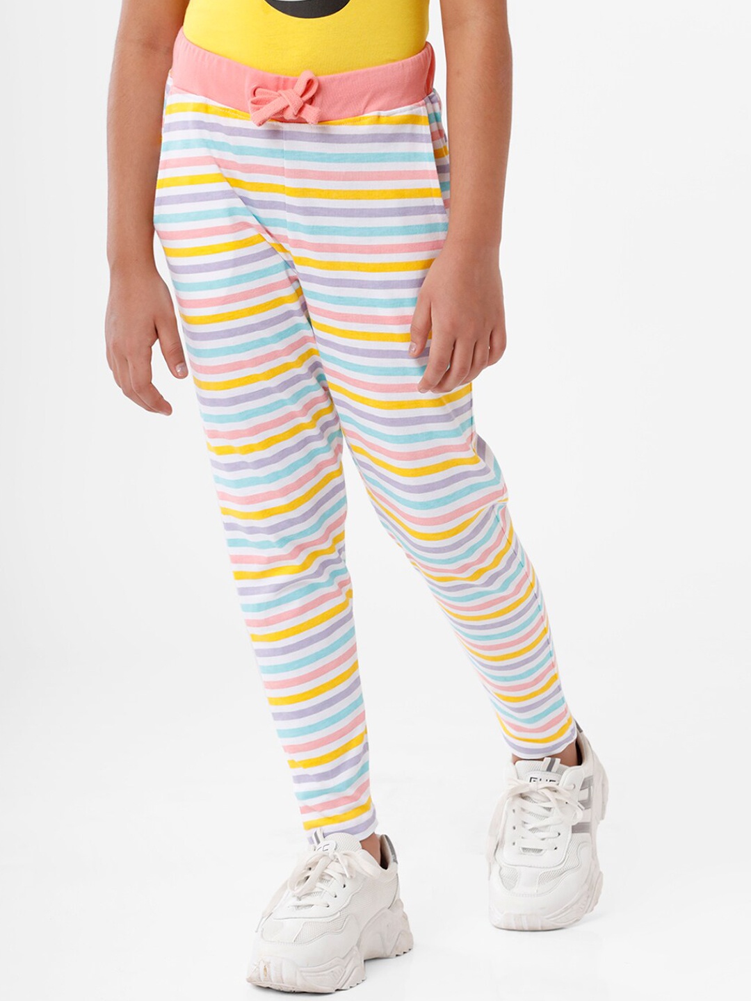 

De Moza Girls Pink & Blue Striped Cotton Trousers