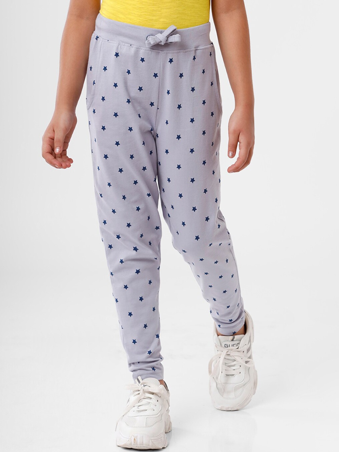 

De Moza Girls Grey Printed Cotton Joggers Trousers