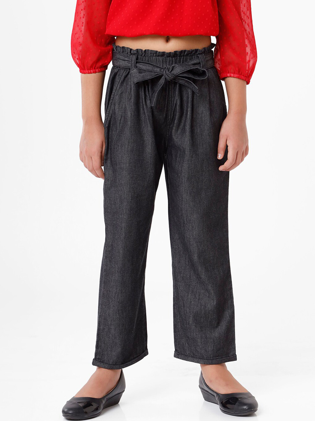 

De Moza Girls Black Solid Trousers