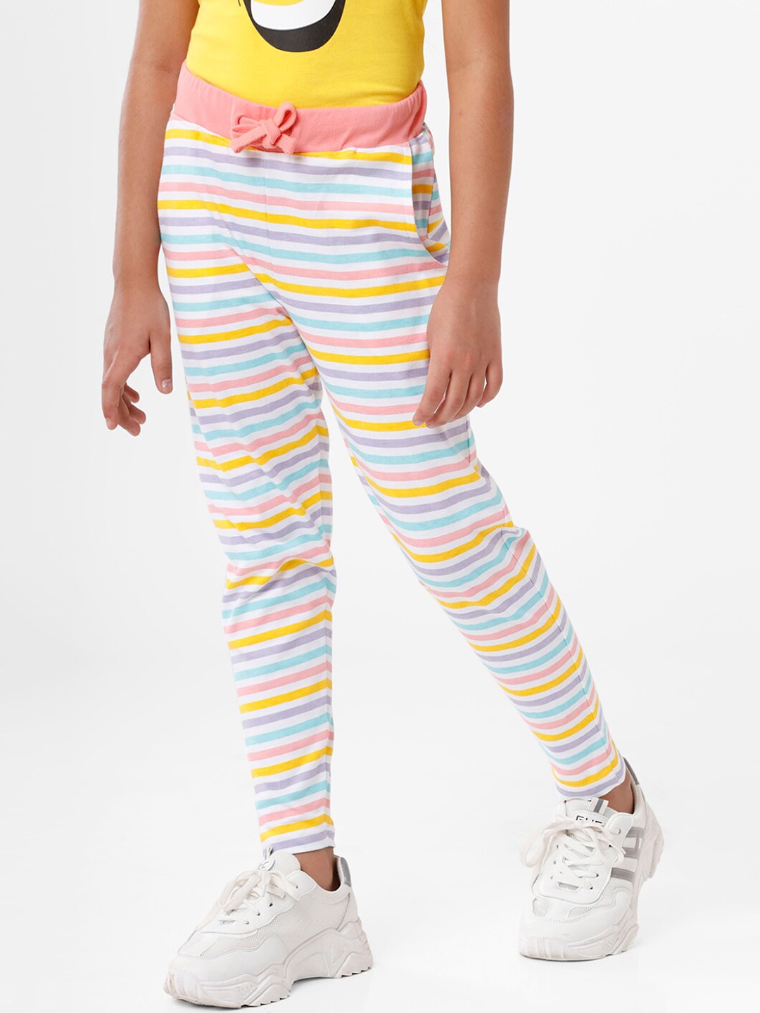 

De Moza Girls Pink & Blue Striped Cotton Trousers