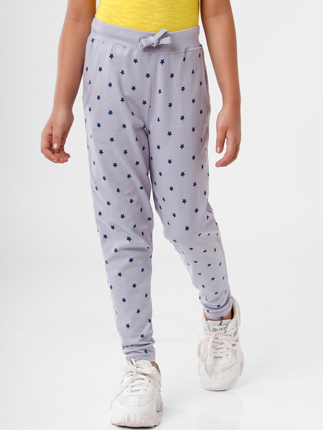 

De Moza Girls Grey Printed Cotton Joggers Trousers