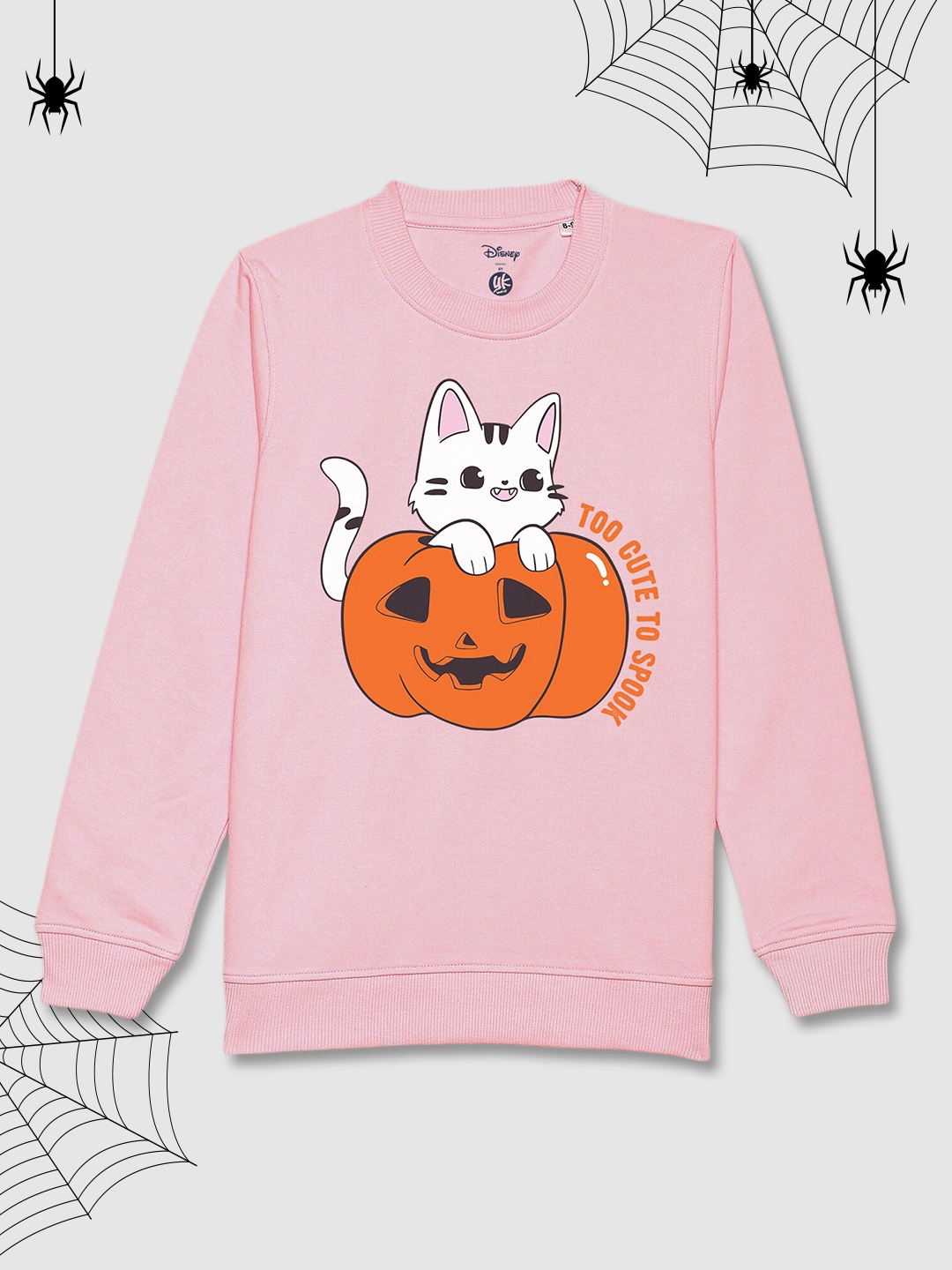 

YK Teen Girls Pink Halloween Graphic Printed Sweatshirt