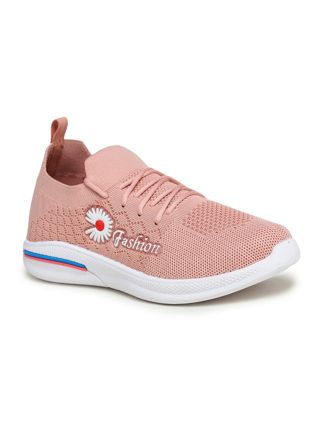 

HASTEN Women Peach-Coloured Woven Design Sneakers