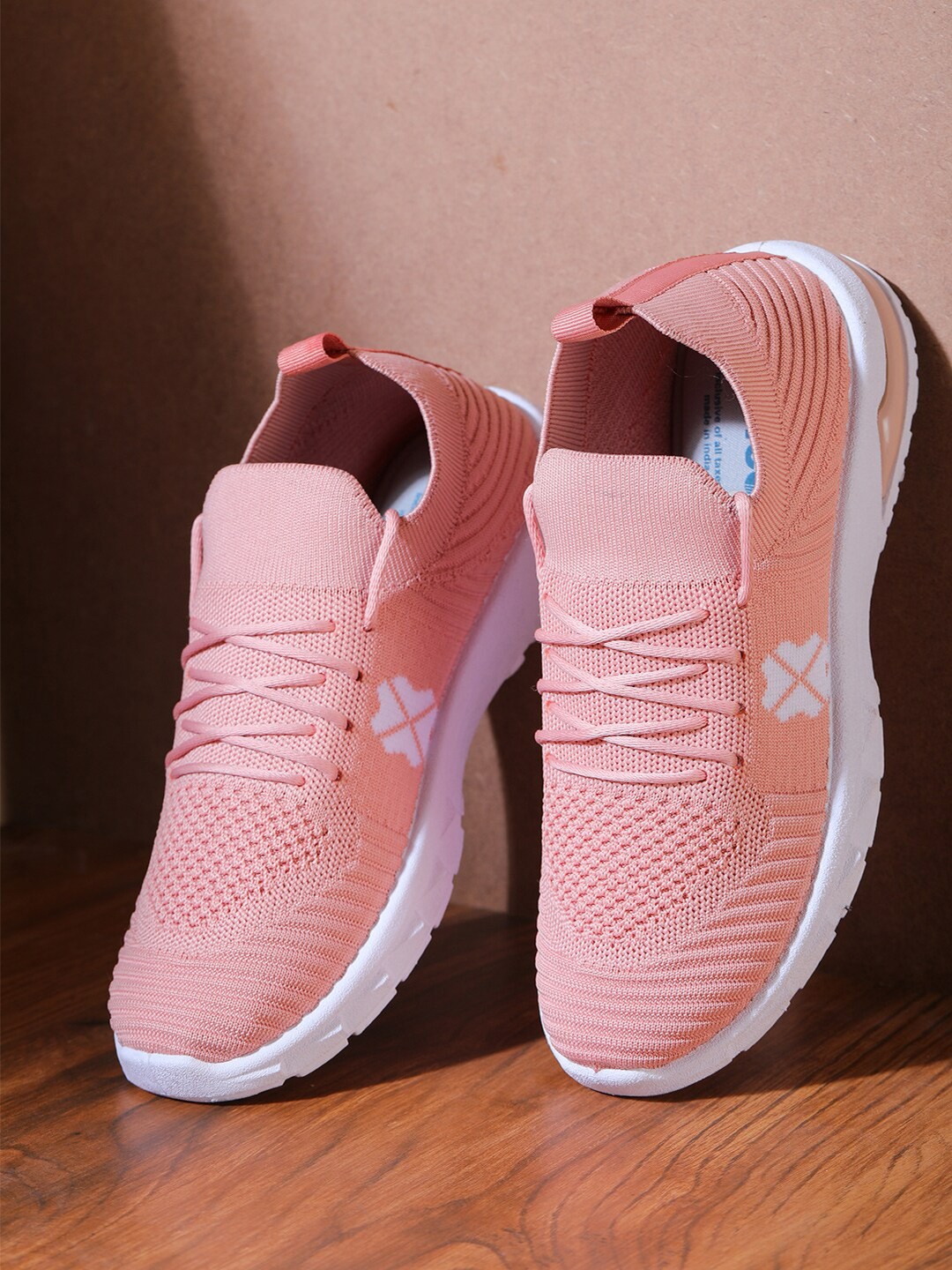 

HASTEN Women Peach-Coloured Woven Design Sneakers