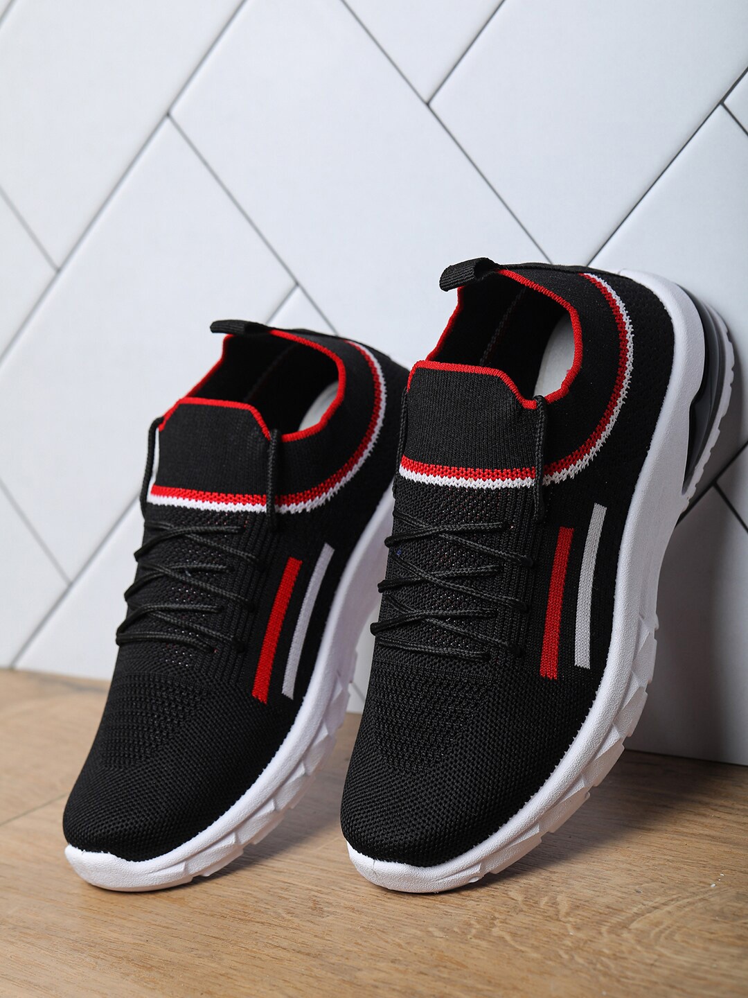 

HASTEN Women Black Woven Design Sneakers